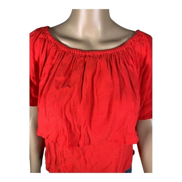 Holding Horses Maya Off Shoulder Blouse Medium Red Anthropologie Boho Chic - Picture 3 of 8